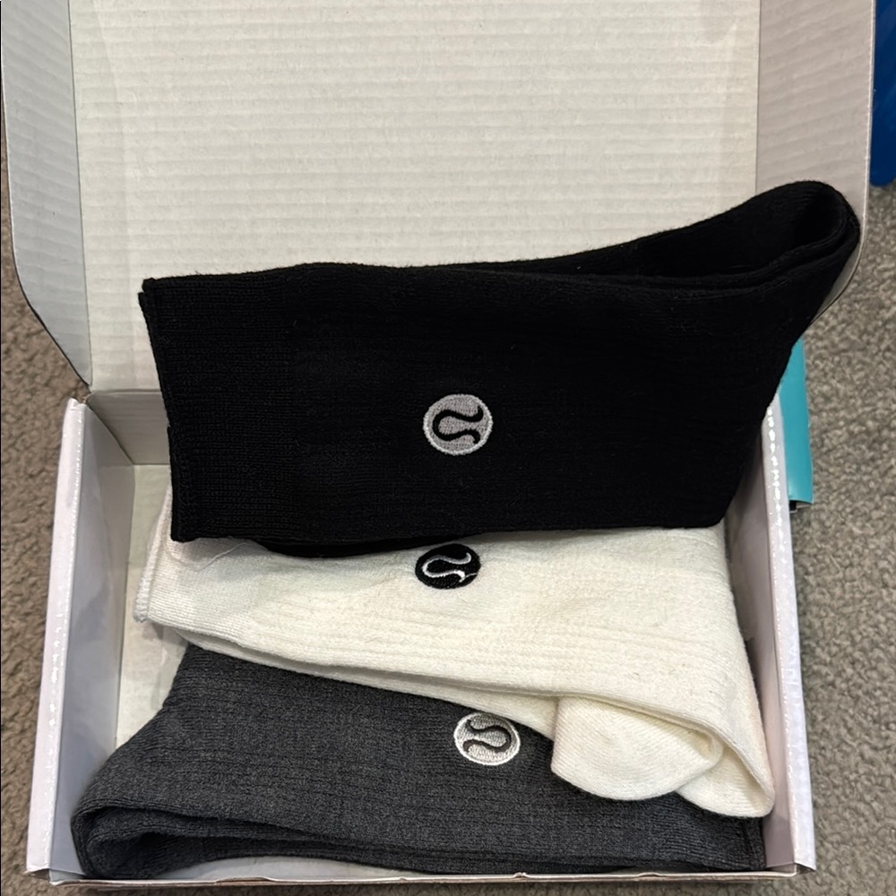 lululemon athletica Black, White, and Gray Casual Socks